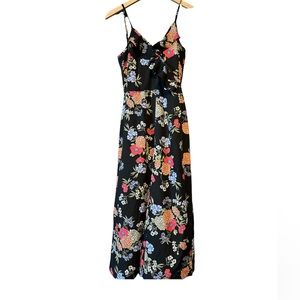 Floral Long Black Flowy Romper SIZE 10